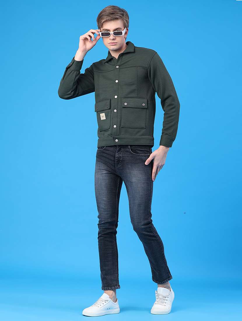men solid long sleeve regular fit shacket - 22250745 -  Standard Image - 5