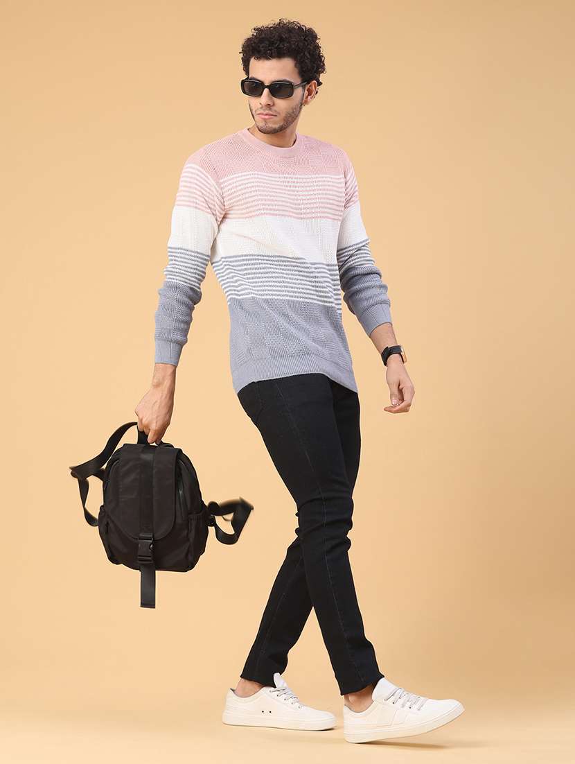 men striped long sleeve regular fit pullover  - 22250916 -  Standard Image - 5