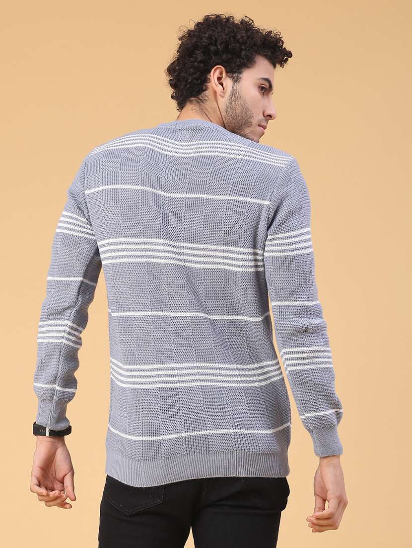 men striped long sleeve regular fit pullover  - 22250917 -  Standard Image - 3