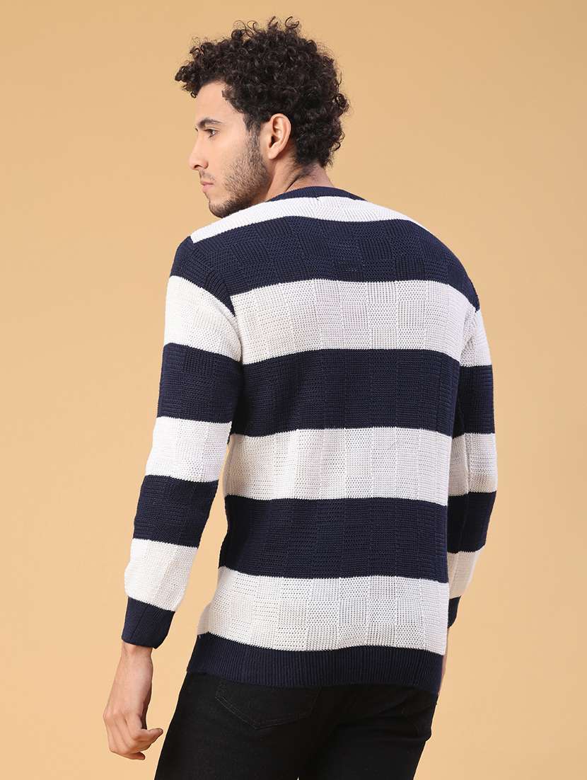 men striped long sleeve regular fit pullover  - 22250918 -  Standard Image - 3
