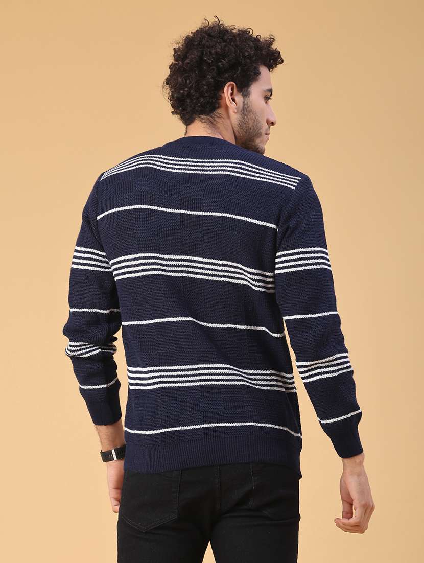 men striped long sleeve regular fit pullover  - 22250923 -  Standard Image - 3