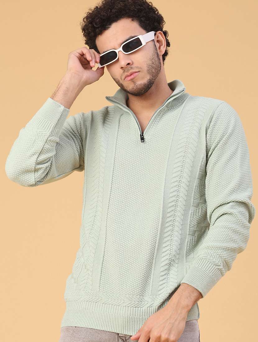 men self design long sleeve regular fit pullover 