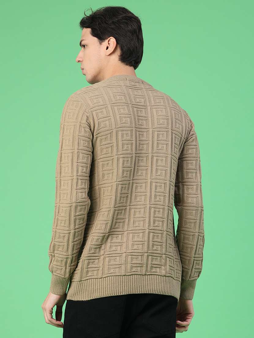 men self design long sleeve regular fit pullover  - 22251002 -  Standard Image - 3