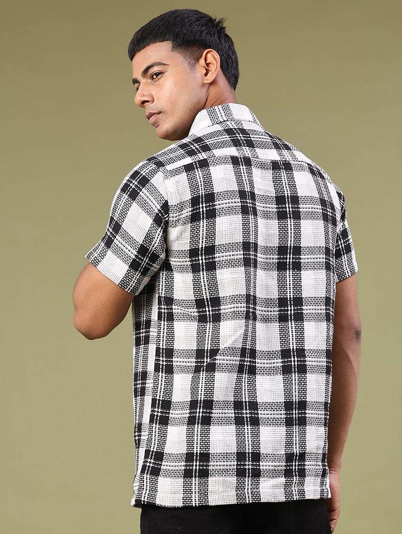 men checkered short sleeve slim fit casual shirt - 22251024 -  Standard Image - 3