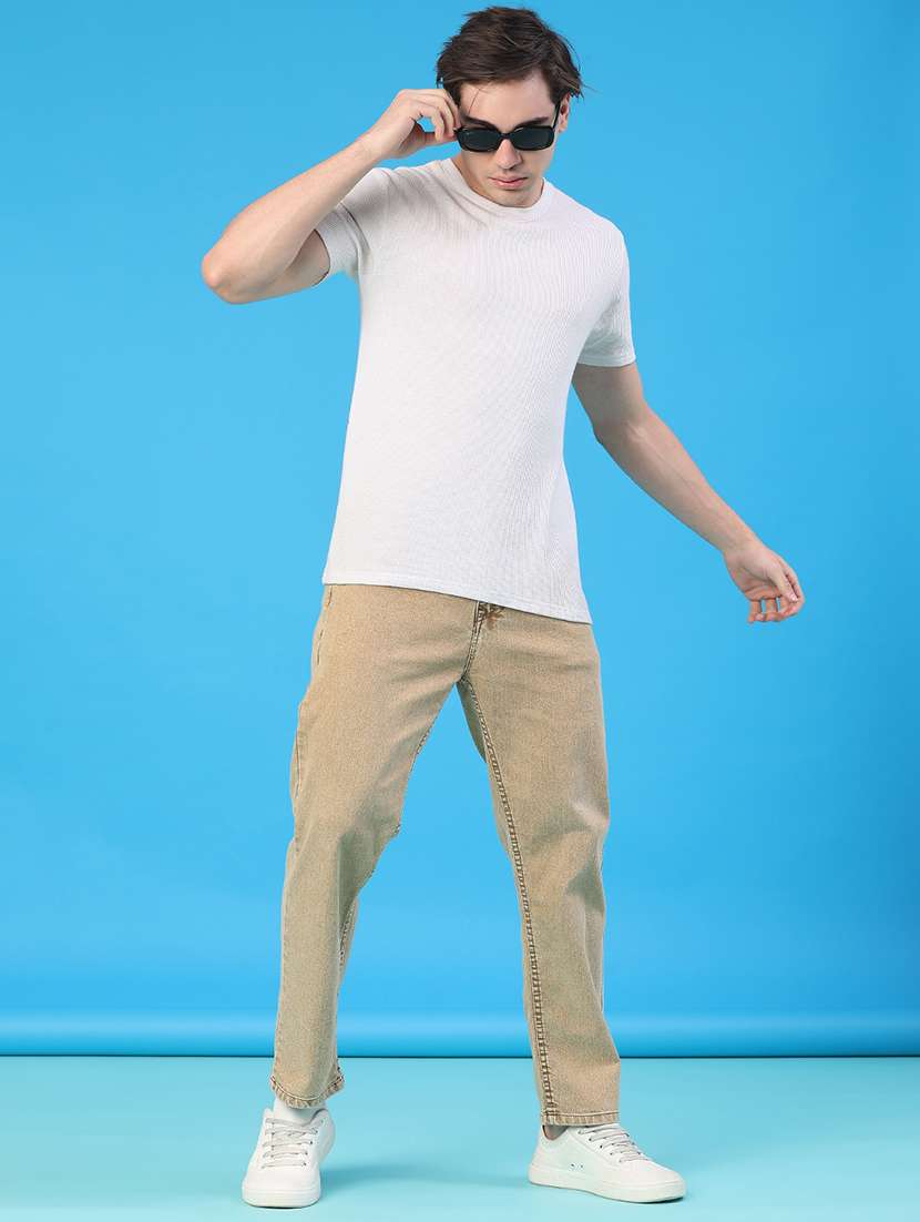 men plain mid rise full length straight fit jeans - 22251033 -  Standard Image - 3