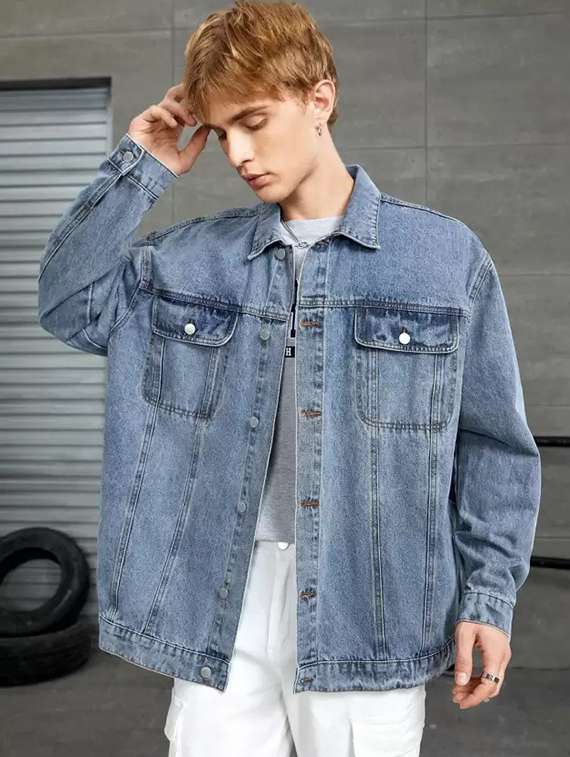 men solid long sleeve regualr fit denim jacket - 22251290 -  Standard Image - 3