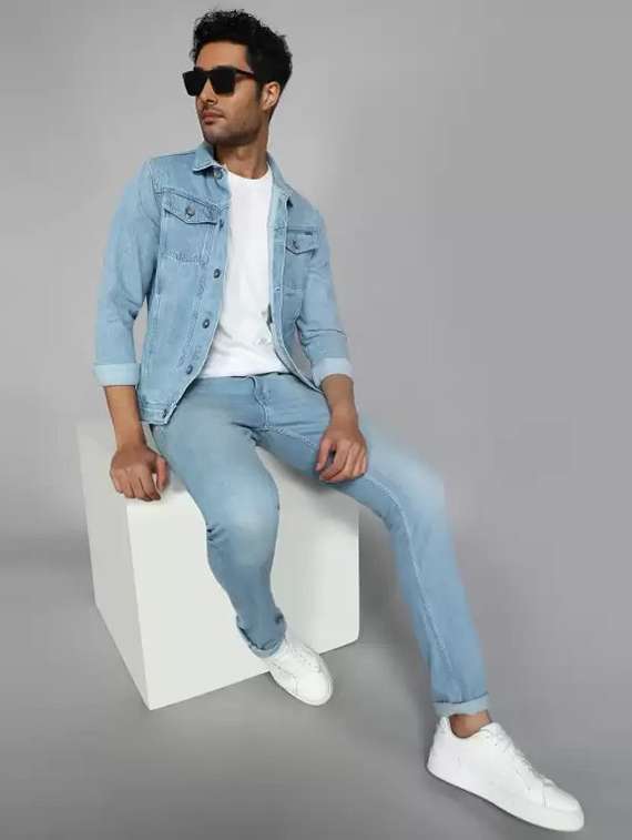 men solid long sleeve regualr fit denim jacket - 22251315 -  Standard Image - 3