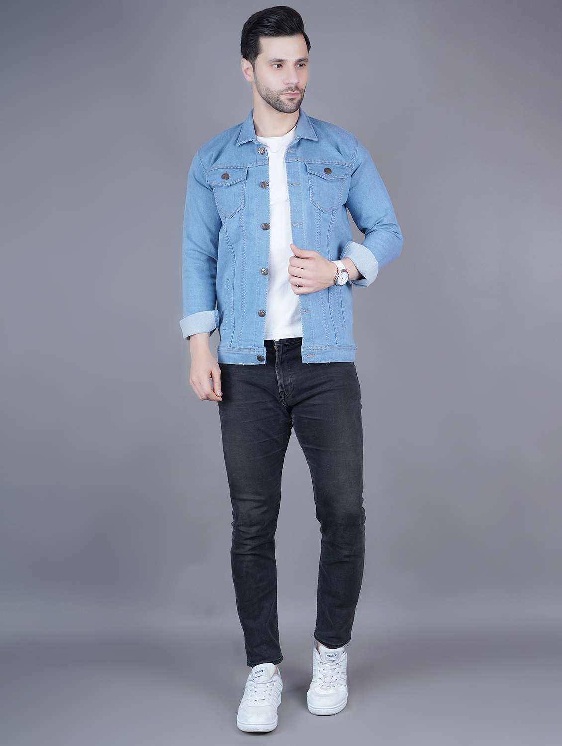 men solid long sleeve regualr fit denim jacket - 22251317 -  Standard Image - 3