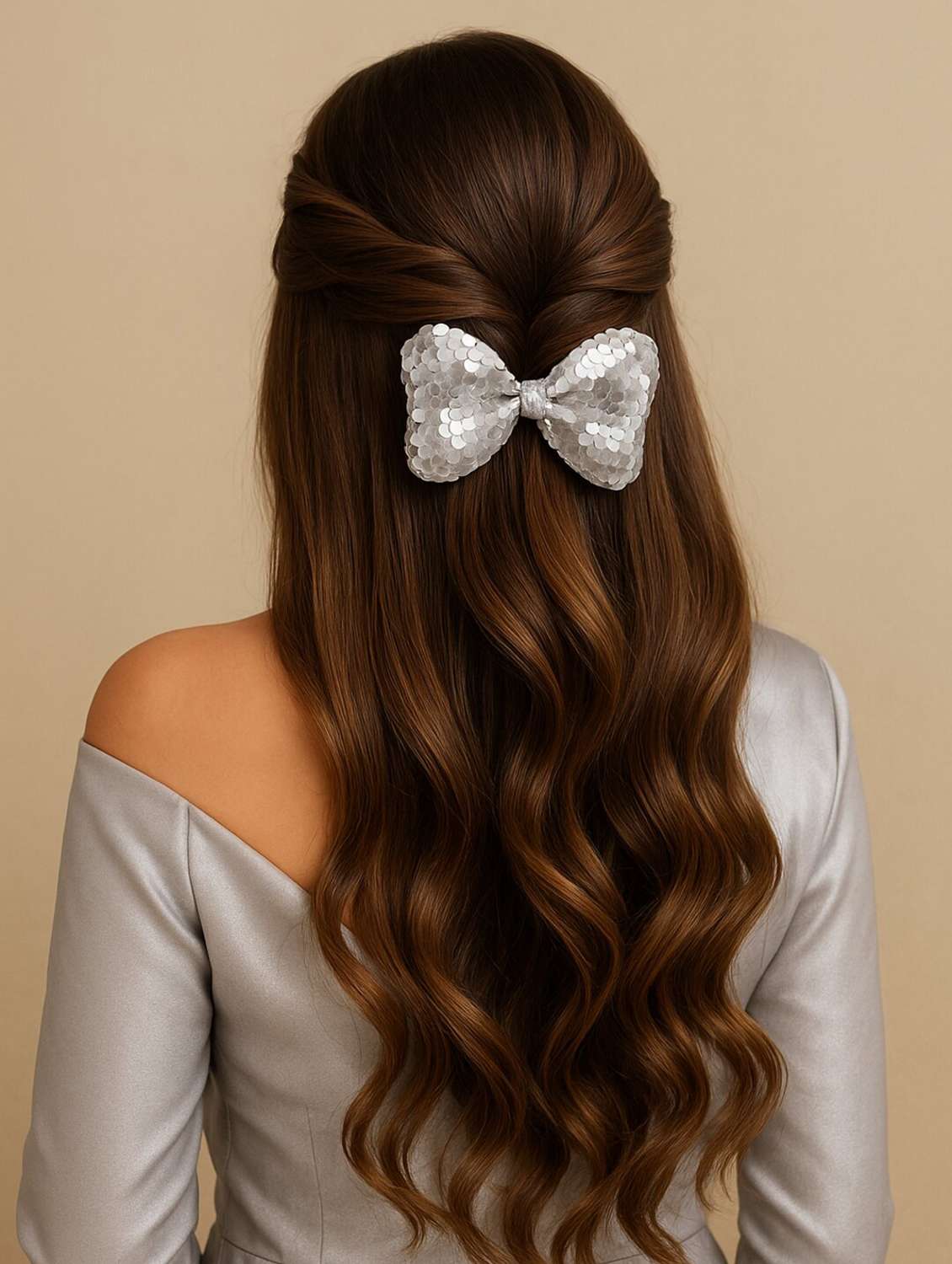 women embellished bow hair clip