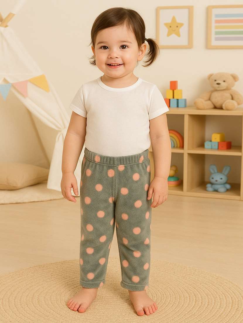 girls polka doted mid rise pyjama