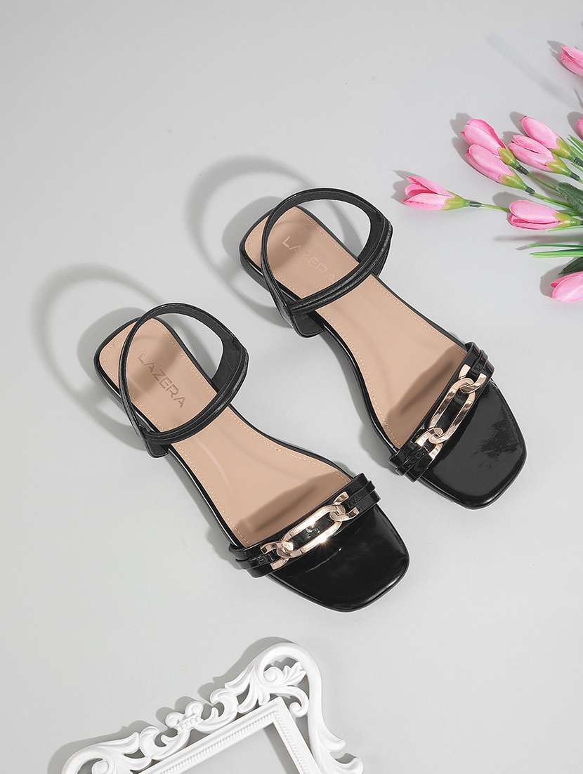 women solid back strap flat sandal