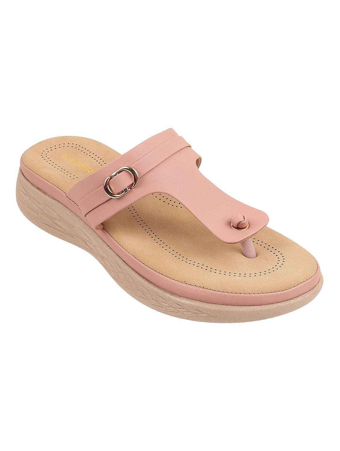 women peach slip on wedge