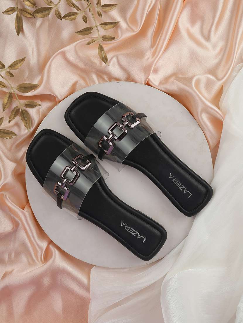 women slip on flat sandal