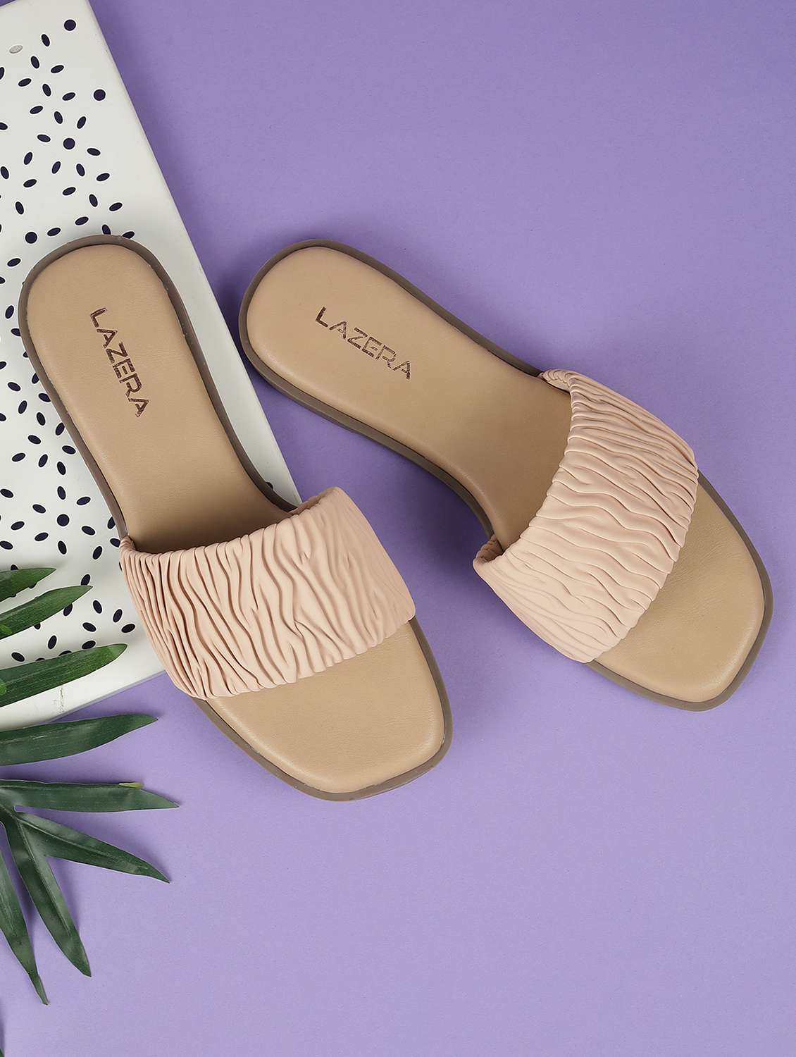 women slip on flat sandal