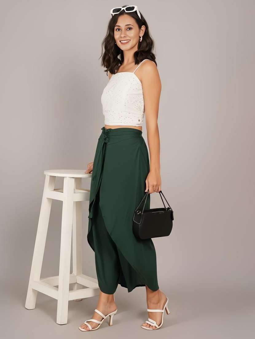 women solid high rise flared palazzo - 22251906 -  Standard Image - 3