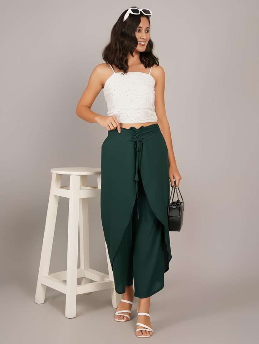 women solid high rise flared palazzo - 22251906 -  Standard Image - 5