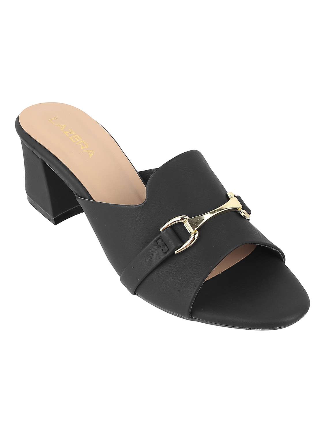 women slip on block heel sandal