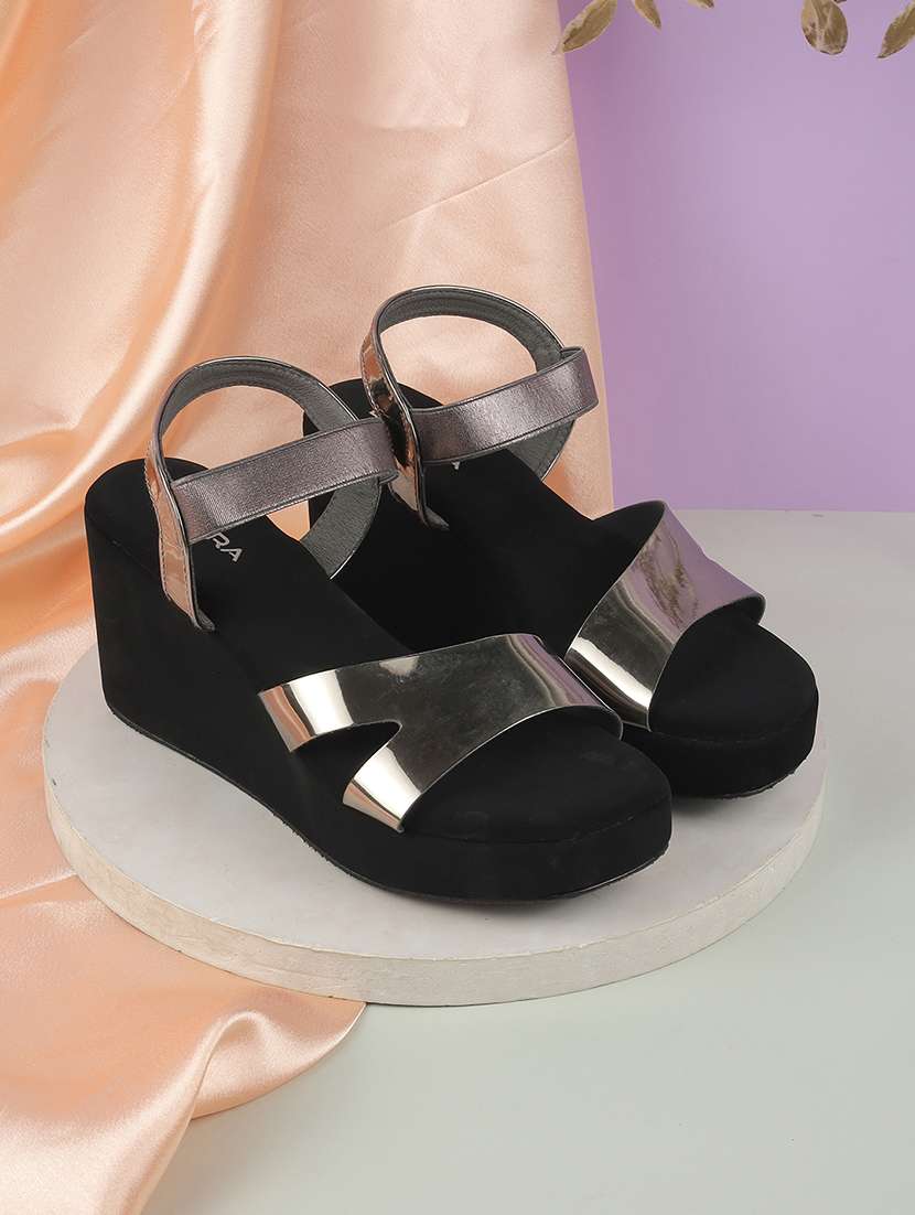 women slip on platform wedges