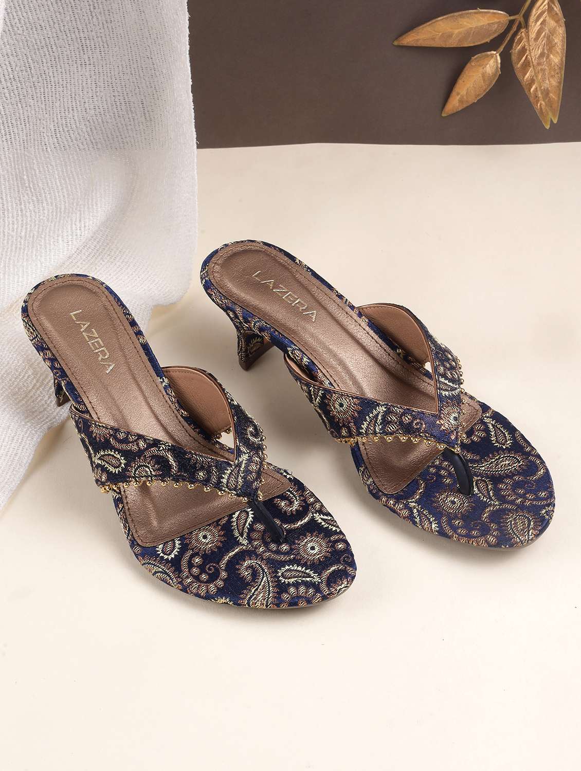 women slip on block heel sandal