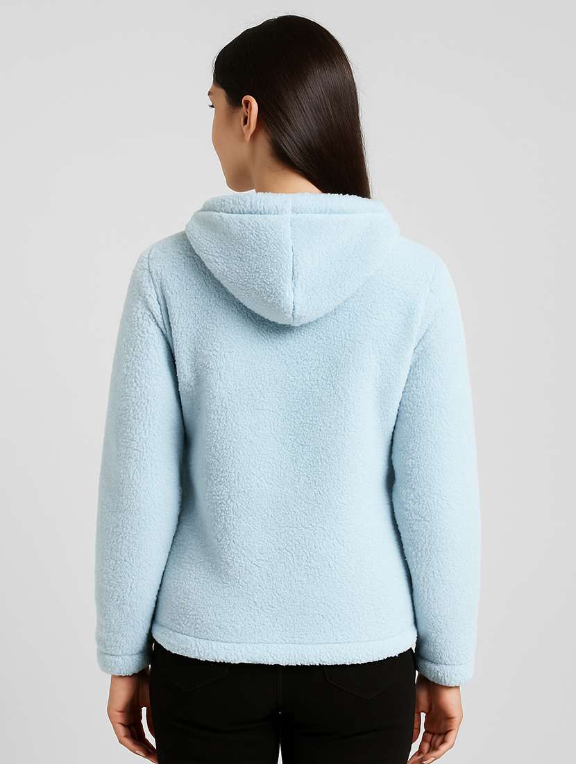 women solid long sleeve hooded sweatshirt - 22251964 -  Standard Image - 3