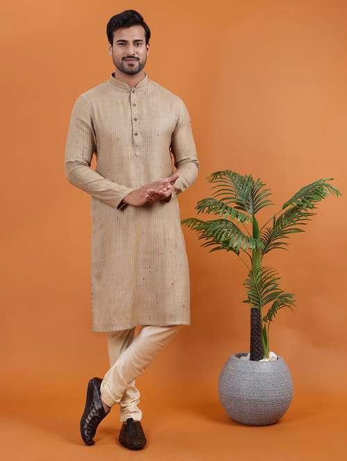 men striped mandarin neck long kurta - 22251966 -  Standard Image - 0