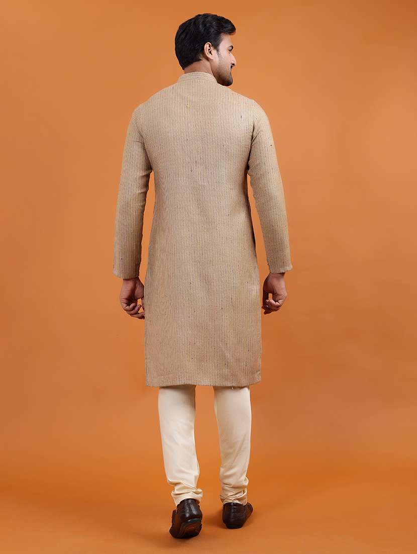 men striped mandarin neck long kurta - 22251966 -  Standard Image - 3