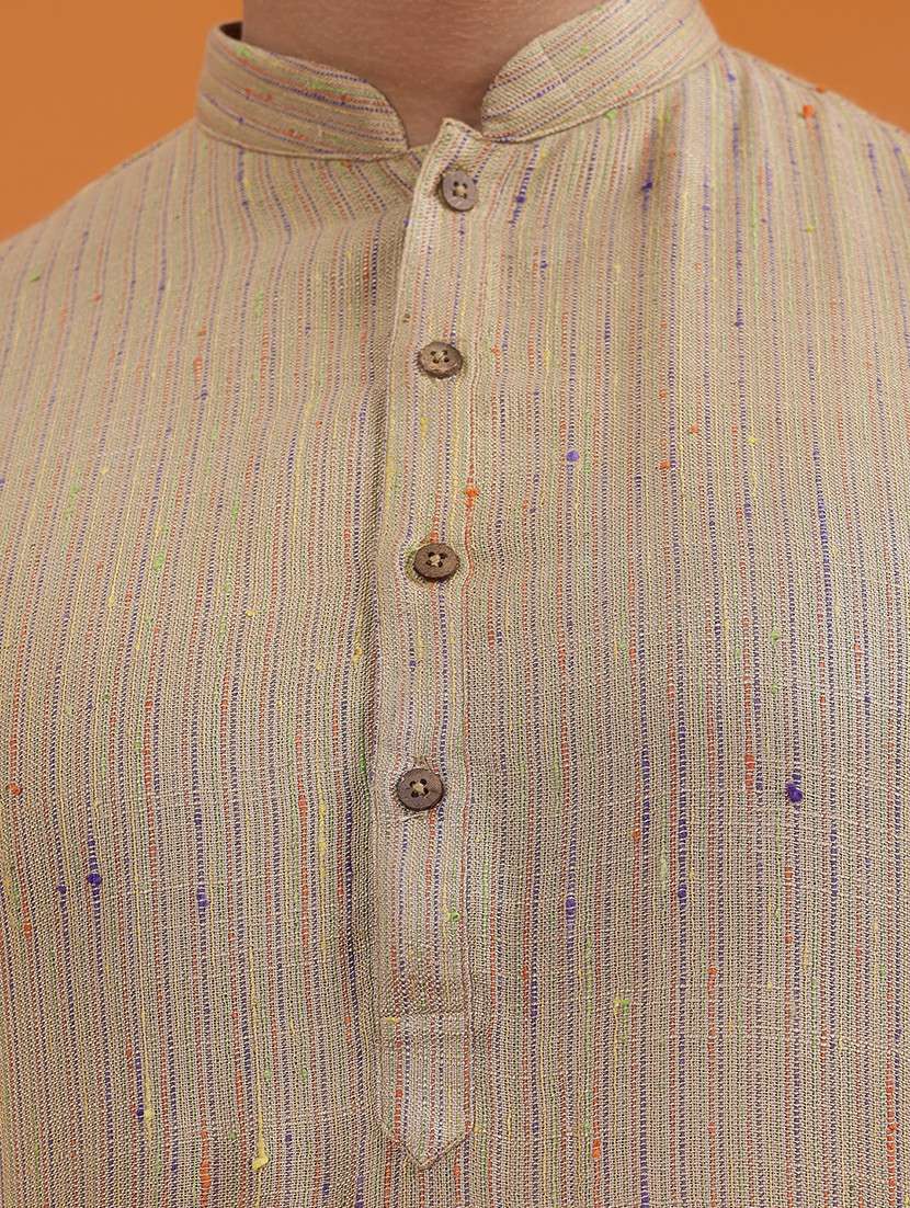 men striped mandarin neck long kurta - 22251966 -  Standard Image - 5
