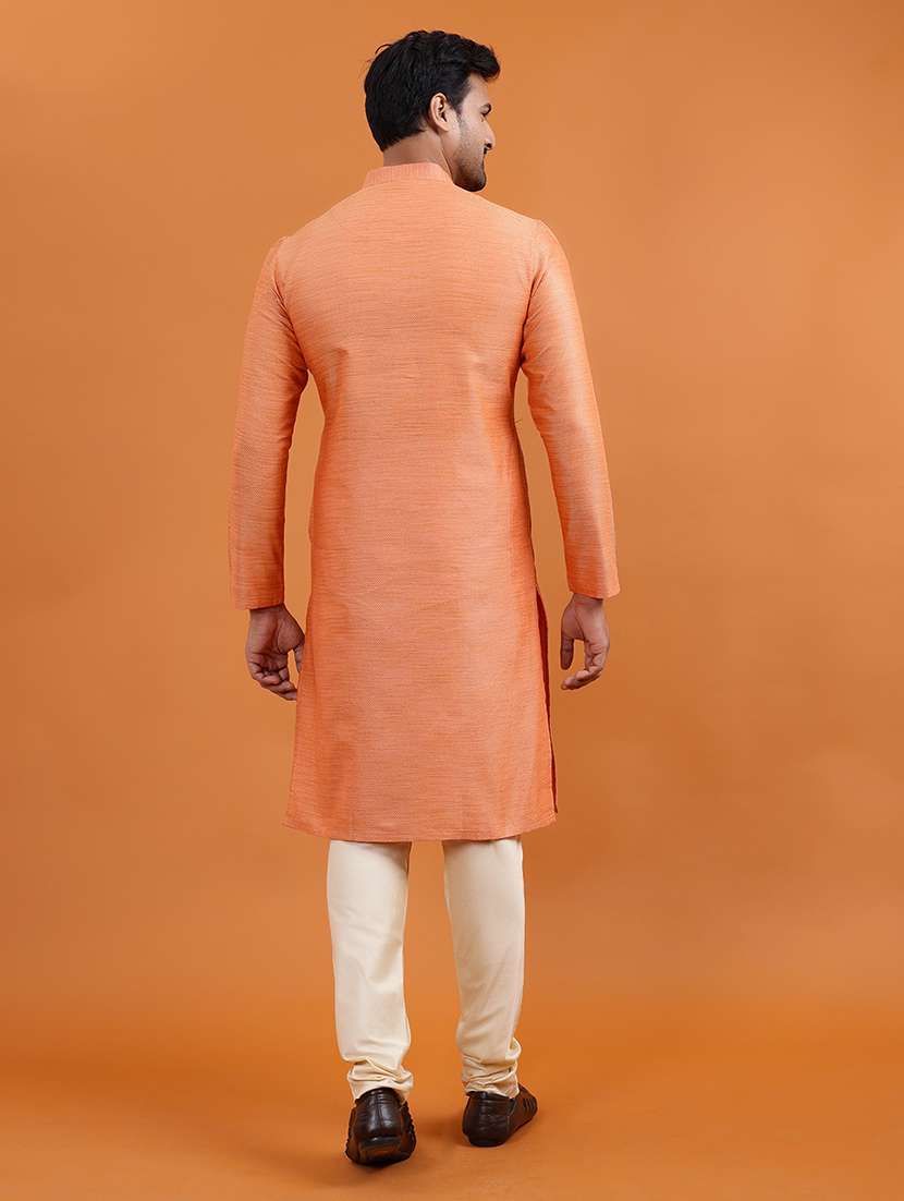 men chevron mandarin neck long kurta - 22251968 -  Standard Image - 3