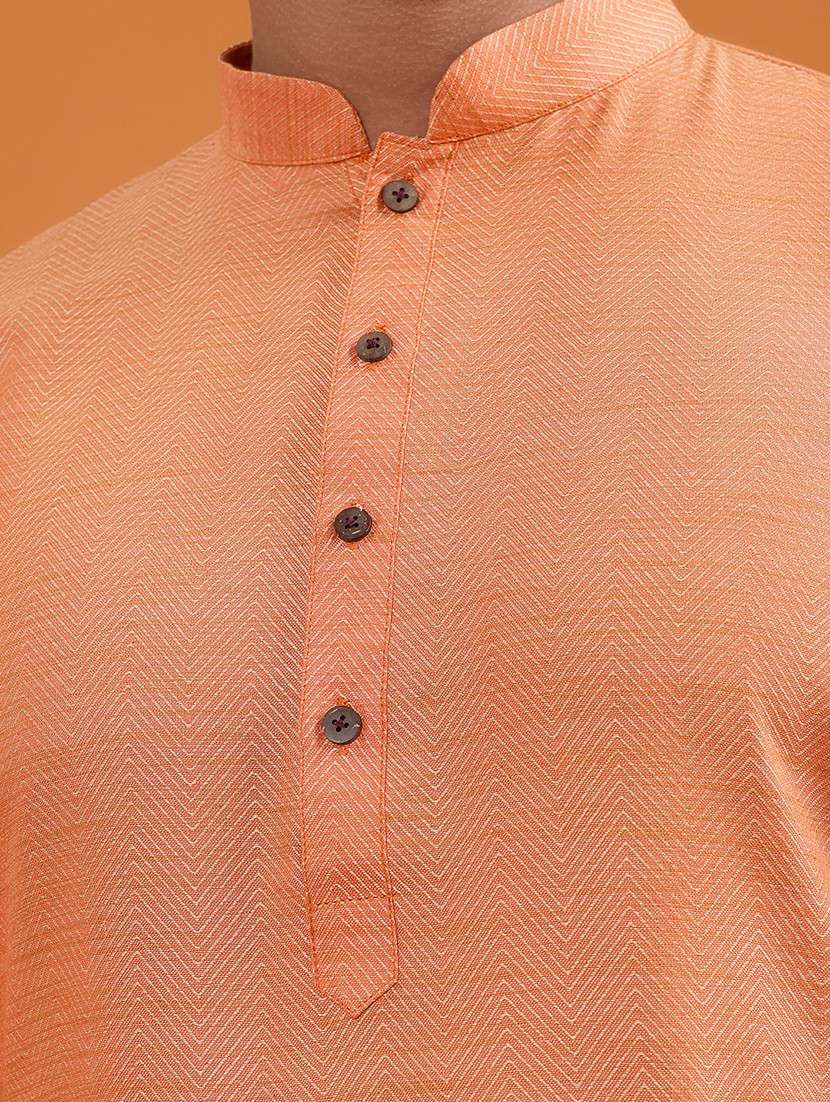men chevron mandarin neck long kurta - 22251968 -  Standard Image - 5