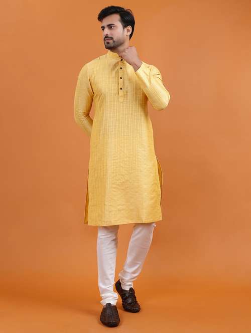men self design mandarin neck long kurta - 22251969 -  Standard Image - 0