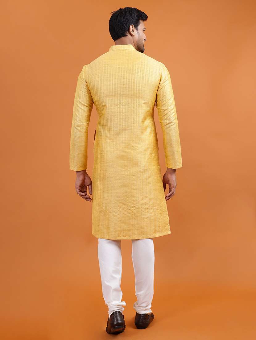 men self design mandarin neck long kurta - 22251969 -  Standard Image - 3