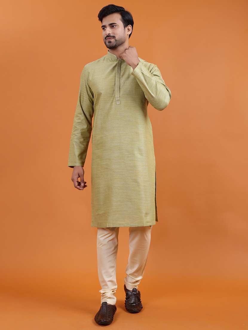 men chevron mandarin neck long kurta