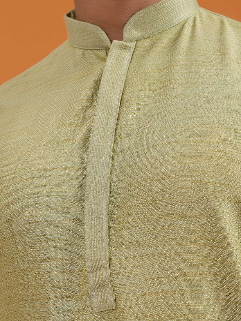 men chevron mandarin neck long kurta - 22251970 -  Standard Image - 5