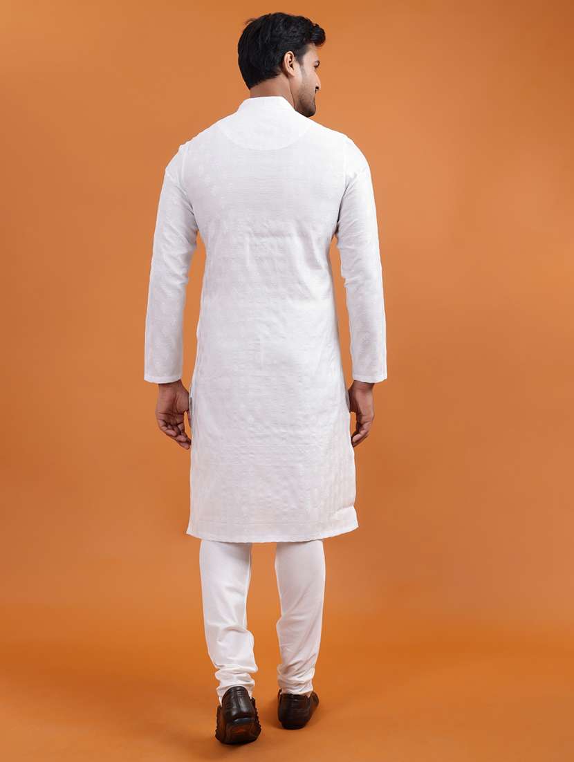 men self design mandarin neck long kurta - 22251973 -  Standard Image - 3