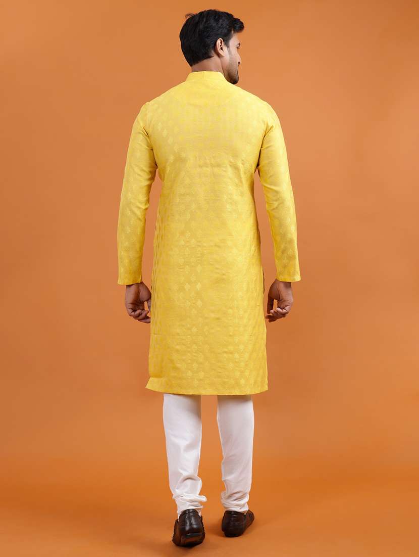 men self design mandarin neck long kurta - 22251974 -  Standard Image - 3