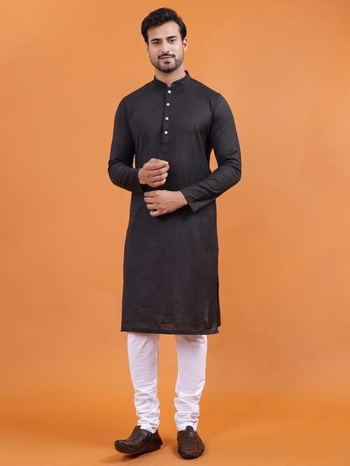 men solid mandarin neck long kurta - 22251975 -  Standard Image - 0