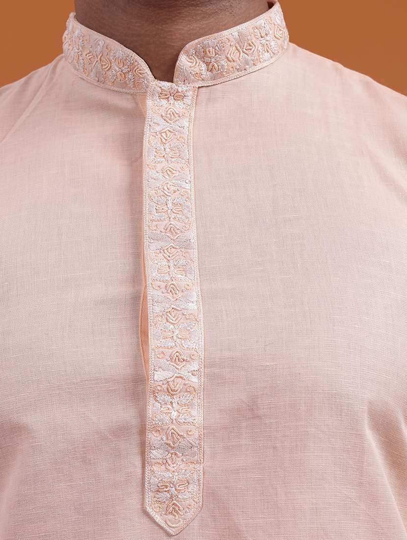 men solid mandarin neck long kurta - 22251977 -  Standard Image - 5