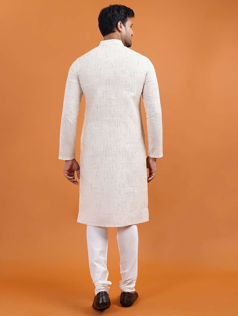 men self design mandarin neck long kurta - 22251980 -  Standard Image - 3