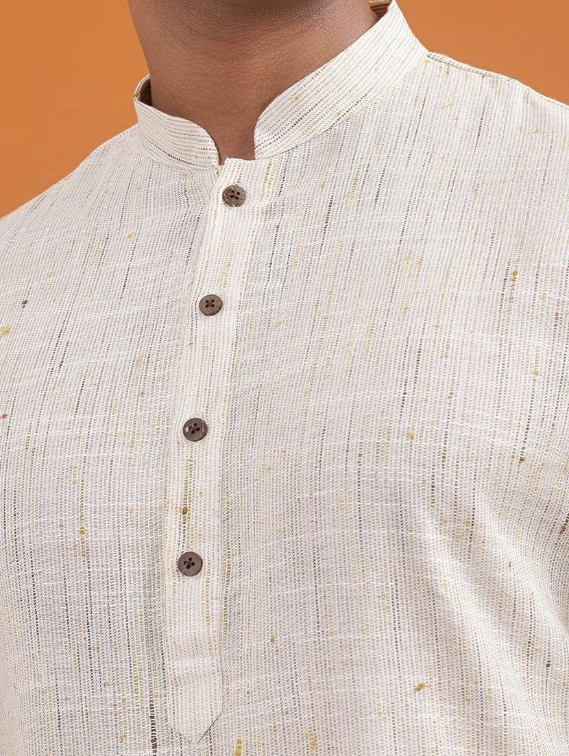 men self design mandarin neck long kurta - 22251980 -  Standard Image - 5