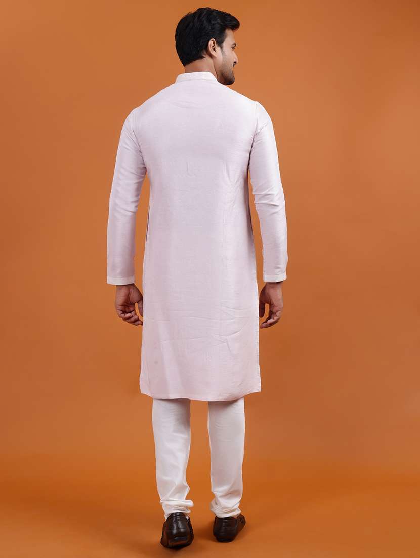 men solid mandarin neck long kurta - 22251982 -  Standard Image - 3