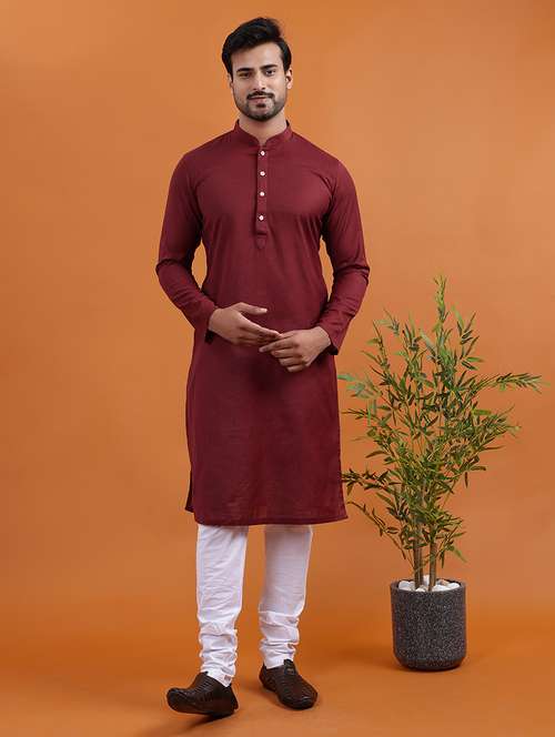 men solid mandarin neck long kurta - 22251987 -  Standard Image - 0