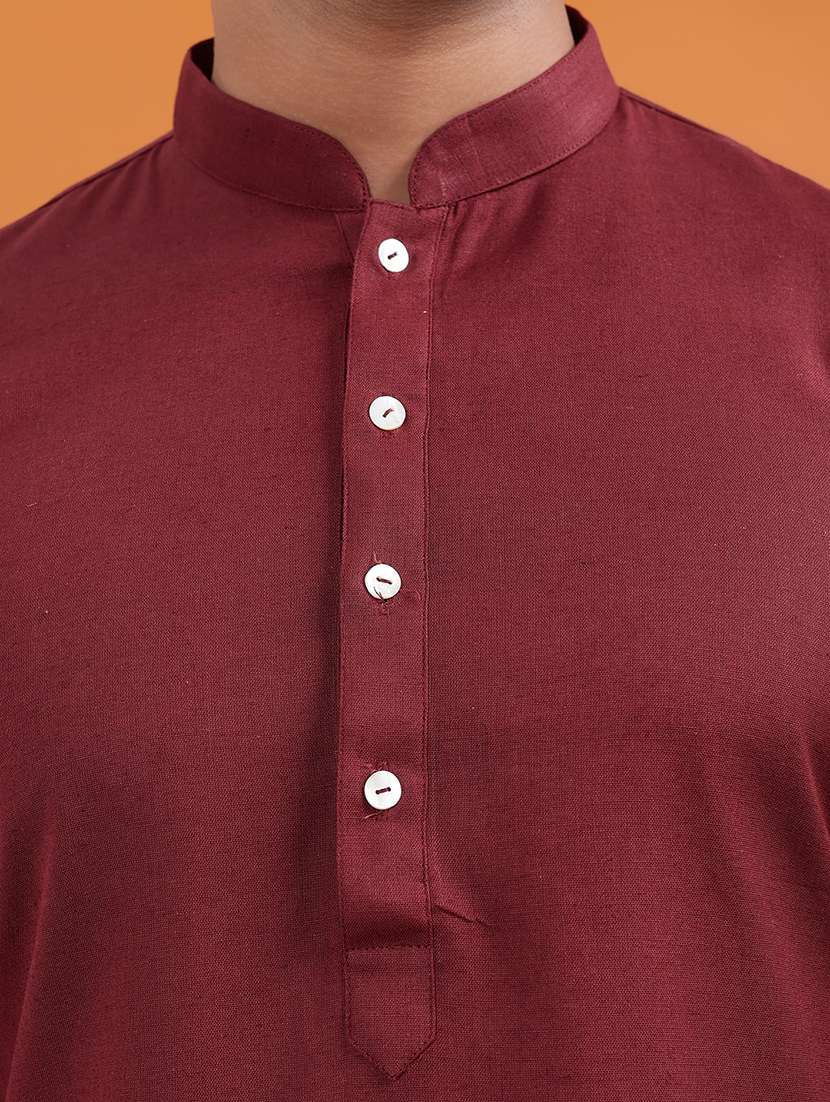 men solid mandarin neck long kurta - 22251987 -  Standard Image - 5