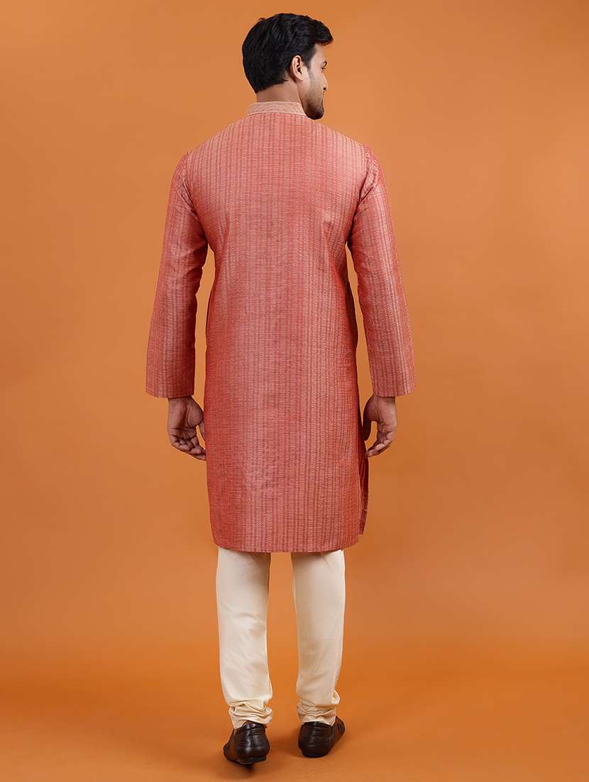 men self design mandarin neck kurta pyjama ethnic wear set - 22251993 -  Standard Image - 3