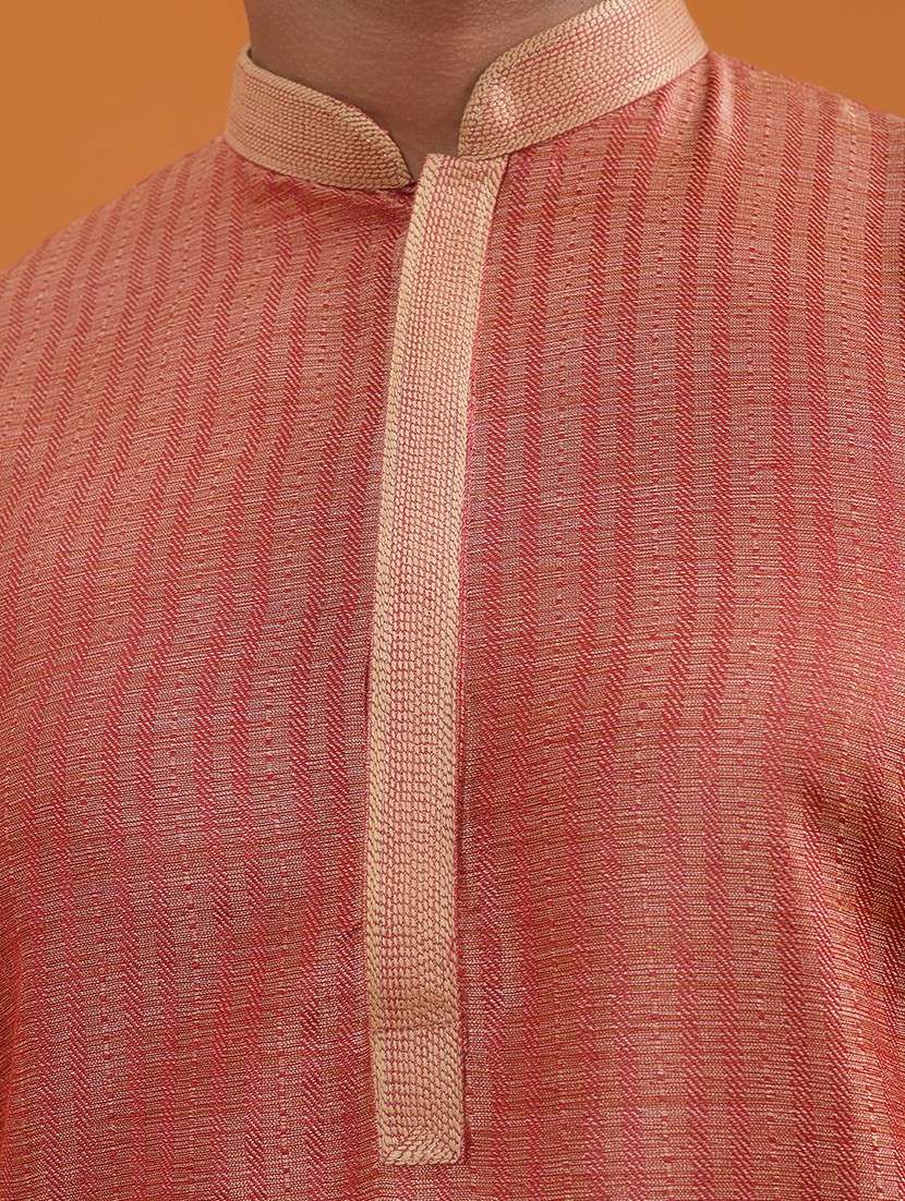 men self design mandarin neck kurta pyjama ethnic wear set - 22251993 -  Standard Image - 5