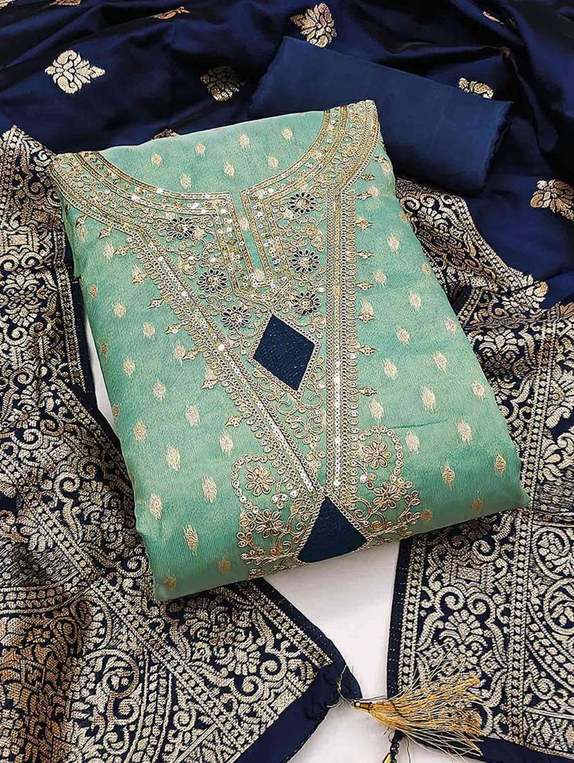 women self design embroidered unstitched suit set