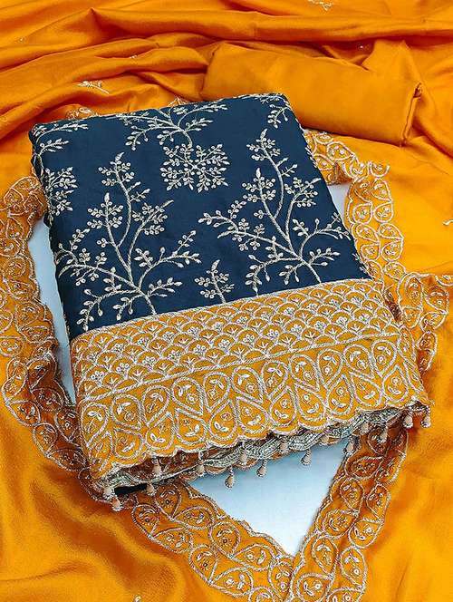 women solid with work unstitched suit set - 22252010 -  Standard Image - 0