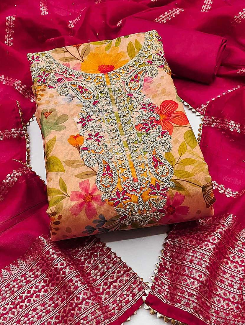 women floral embroidered unstitched suit set