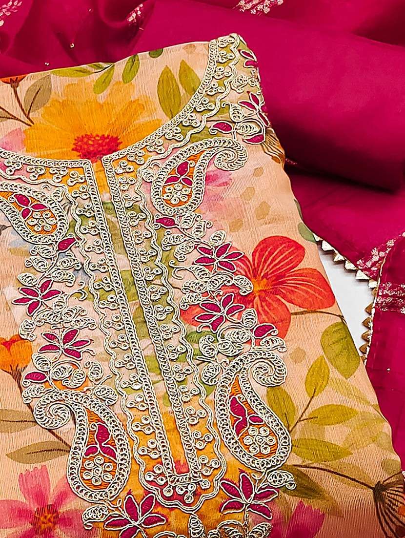 women floral embroidered unstitched suit set - 22252016 -  Standard Image - 3