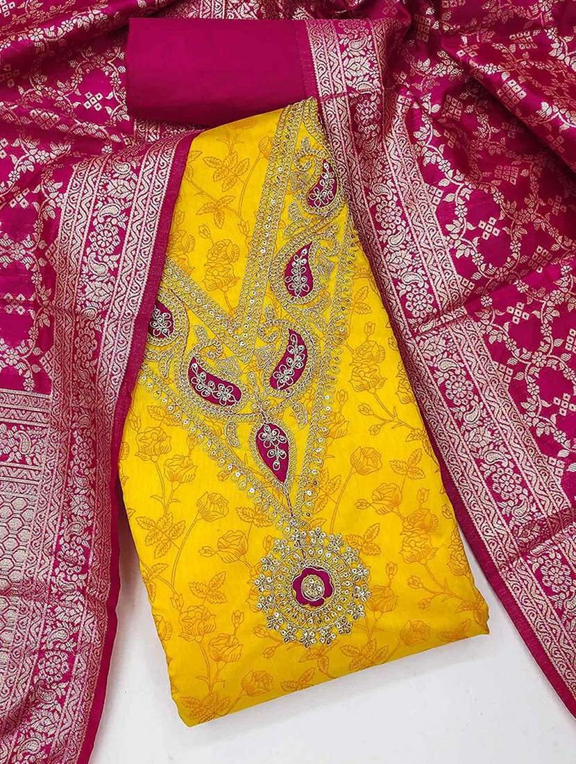 women floral embroidered unstitched suit set - 22252023 -  Standard Image - 3