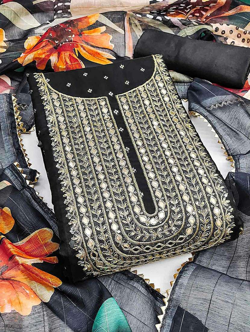 women self design embroidered unstitched suit set